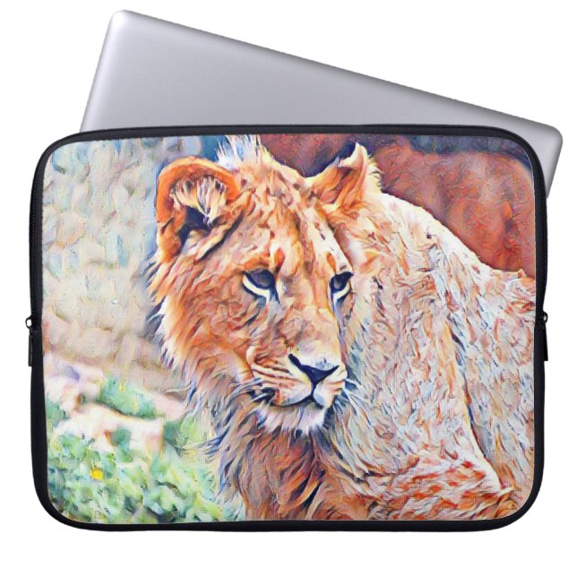 aquarell lion laptop sleeve (Voorkant)