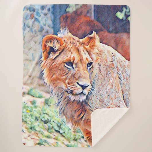 aquarell lion sherpa deken (Voorkant)