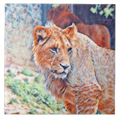 aquarell lion tegeltje (Voorkant)