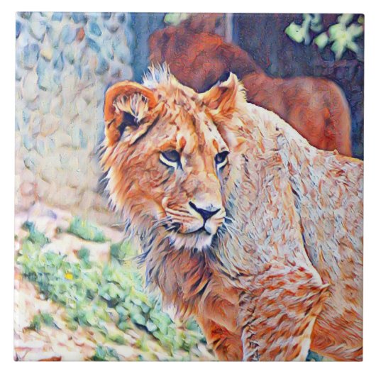 aquarell lion tegeltje (Voorkant)
