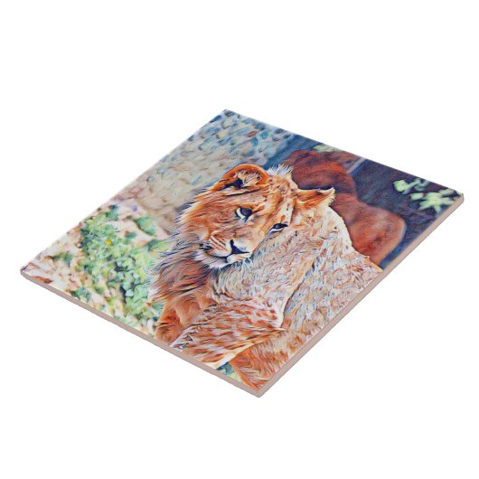 aquarell lion tegeltje (Zijkant)