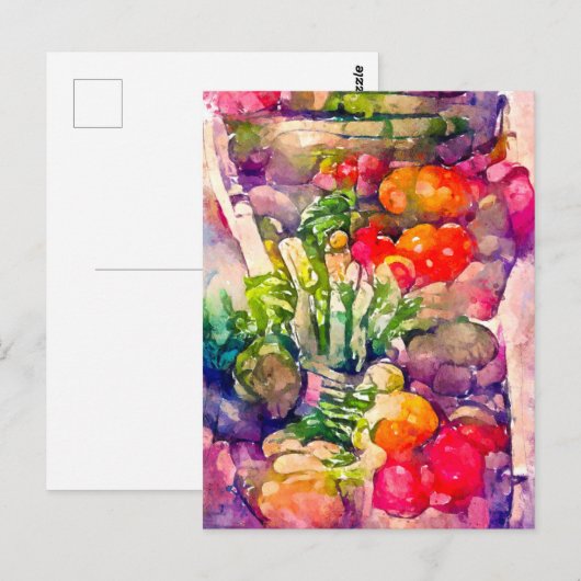 Aquarell mit Gemüsesorten. Gemalt. Briefkaart (Voorkant / Achterkant)
