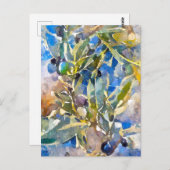 Aquarell Oliven am Olivenzweig. Gemalt. Kunst Briefkaart (Voorkant / Achterkant)