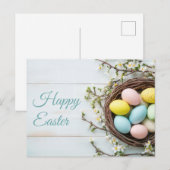 Aquarell Oster Postkarte mit Ostereiern im Nest Briefkaart (Voorkant / Achterkant)