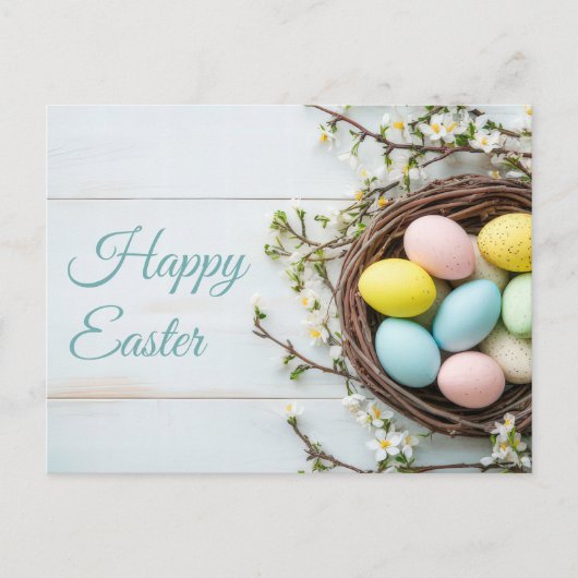 Aquarell Oster Postkarte mit Ostereiern im Nest Briefkaart (Voorkant)
