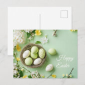 Aquarell Oster Postkarte mit Ostereiern im Nest Briefkaart (Voorkant / Achterkant)