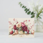 Aquarell Oster Postkarte mit Ostereiern und Blumen Briefkaart (Staand voorkant)