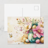 Aquarell Oster Postkarte mit Ostereiern und Blumen Briefkaart (Voorkant / Achterkant)