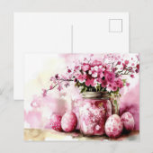 Aquarell Oster Postkarte mit Ostereiern und Blumen Briefkaart (Voorkant / Achterkant)