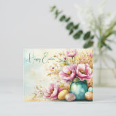 Aquarell Oster Postkarte mit Ostereiern und Blumen Briefkaart (Staand voorkant)