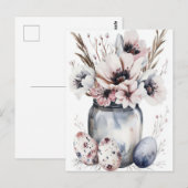 Aquarell Oster Postkarte mit Ostereiern und Blumen Briefkaart (Voorkant / Achterkant)