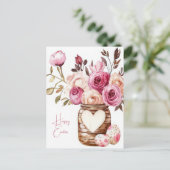 Aquarell Oster Postkarte mit Ostereiern und Blumen Briefkaart (Staand voorkant)