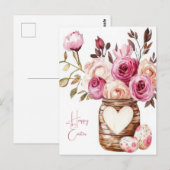 Aquarell Oster Postkarte mit Ostereiern und Blumen Briefkaart (Voorkant / Achterkant)