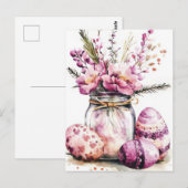 Aquarell Oster Postkarte mit Ostereiern und Blumen Briefkaart (Voorkant / Achterkant)