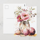 Aquarell Oster Postkarte mit Ostereiern und Blumen Briefkaart (Voorkant / Achterkant)