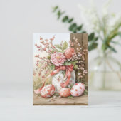 Aquarell Oster Postkarte mit Ostereiern und Blumen Briefkaart (Staand voorkant)