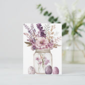Aquarell Oster Postkarte mit Ostereiern und Blumen Briefkaart (Staand voorkant)