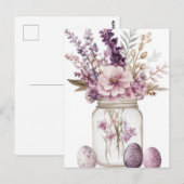 Aquarell Oster Postkarte mit Ostereiern und Blumen Briefkaart (Voorkant / Achterkant)