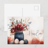 Aquarell Oster Postkarte mit Ostereiern und Blumen Briefkaart (Voorkant / Achterkant)