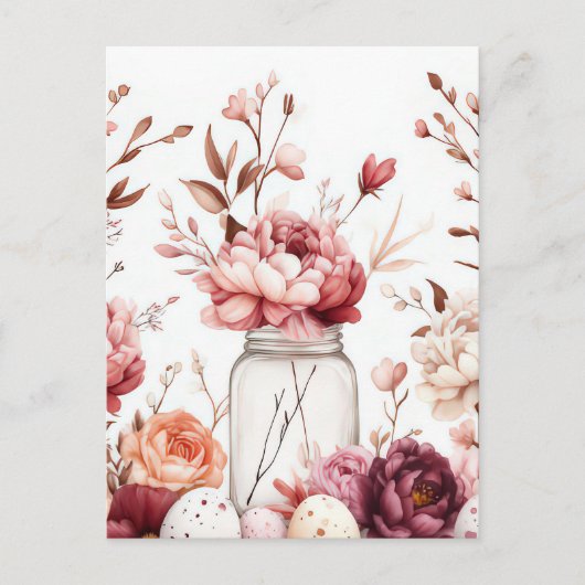 Aquarell Oster Postkarte mit Ostereiern und Blumen Briefkaart (Voorkant)