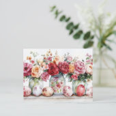 Aquarell Oster Postkarte mit Ostereiern und Blumen Briefkaart (Staand voorkant)