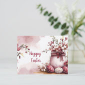 Aquarell Oster Postkarte mit Ostereiern und Blumen Briefkaart (Staand voorkant)