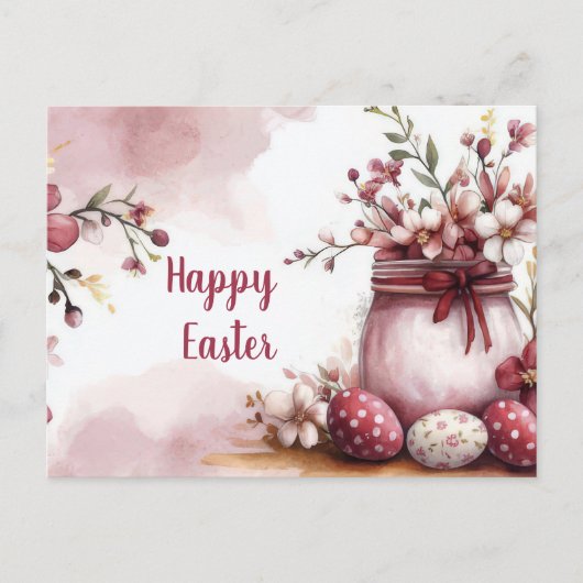 Aquarell Oster Postkarte mit Ostereiern und Blumen Briefkaart (Voorkant)