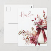 Aquarell Oster Postkarte mit Ostereiern und Blumen Briefkaart (Voorkant / Achterkant)