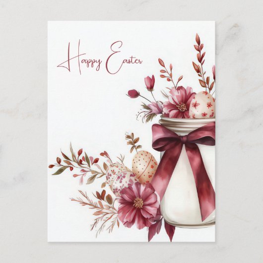 Aquarell Oster Postkarte mit Ostereiern und Blumen Briefkaart (Voorkant)