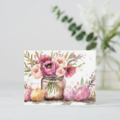 Aquarell Oster Postkarte mit Ostereiern und Blumen Briefkaart (Staand voorkant)