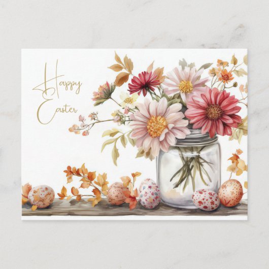Aquarell Oster Postkarte mit Ostereiern und Blumen Briefkaart (Voorkant)