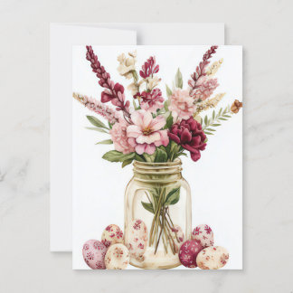Aquarell Oster Postkarte mit Ostereiern und Blumen Briefkaart