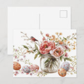 Aquarell Oster Postkarte mit Ostereiern und Blumen Briefkaart (Voorkant / Achterkant)
