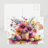 Aquarell Oster Postkarte mit Ostereiern und Blumen Briefkaart (Voorkant / Achterkant)