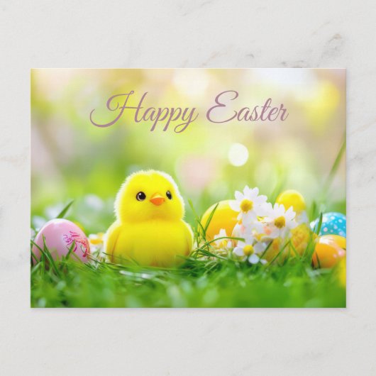 Aquarell Oster Postkarte mit Ostereiern und Kücken Briefkaart (Voorkant)