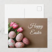 Aquarell Oster Postkarte mit Ostereiern und Tulpen Briefkaart (Voorkant / Achterkant)