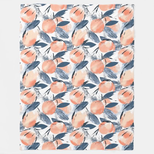 Aquarell Pfirsich Pattern Design Fleece Deken (Voorkant)