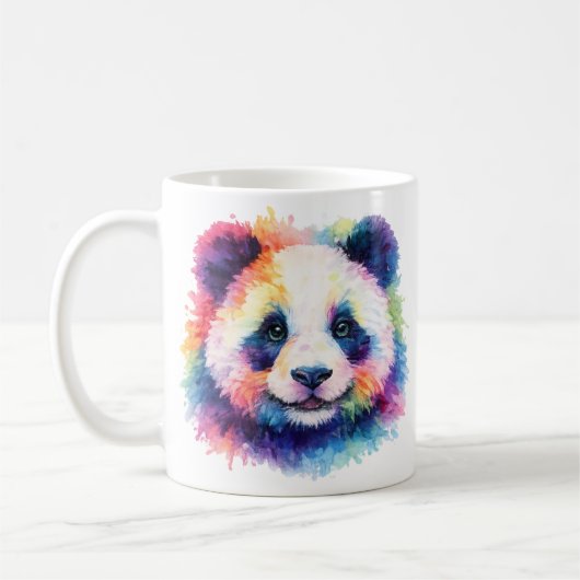 Aquarell Regenbogen Panda Tasse – Wildtier Edition Koffiemok (Links)