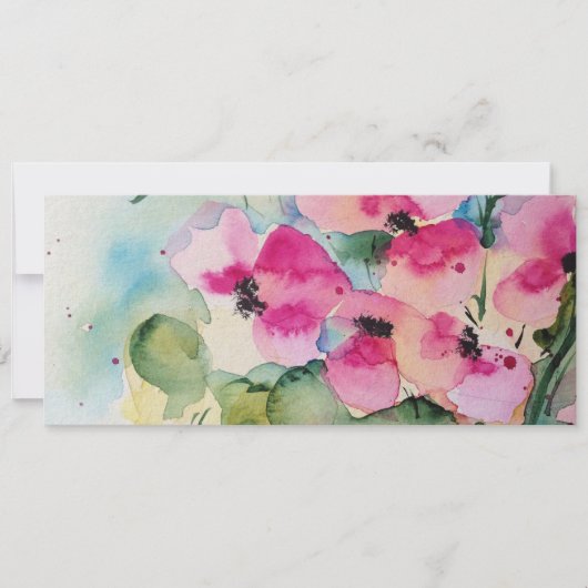 Aquarell rosa Blumen in der Vase Kaart (Voorkant)
