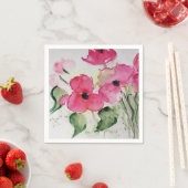 Aquarell rosa Blumen Servet (Insitu)