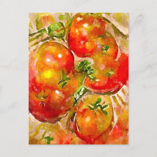 Aquarell. Rote Tomaten. Küchenkunst Briefkaart (Voorkant)