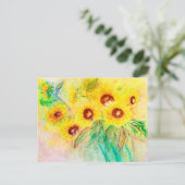 Aquarell Sonnenblumen. Blumenstrauß gemalt. Briefkaart (Staand voorkant)