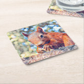 aquarell squirrel kartonnen onderzetters (Schuin)