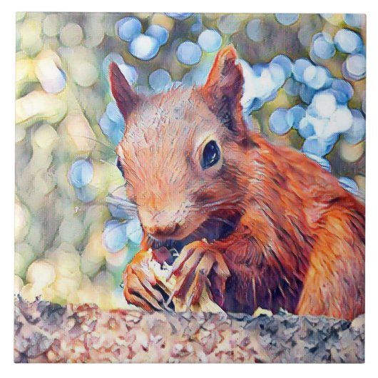 aquarell squirrel tegeltje (Voorkant)