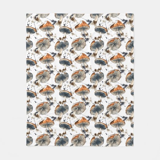 Aquarell Wald Pilze Design Fleece Deken (Voorkant)
