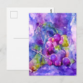 Aquarell Weintrauben gemalt. Briefkaart (Voorkant / Achterkant)