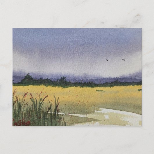 Aquarellandschapsschildering briefkaart (Voorkant)