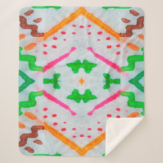 Aquarelle Boho Decor. Boho Blue Pillow. Aquarelle Sherpa Deken