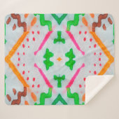 Aquarelle Boho Decor. Boho Blue Pillow. Aquarelle Sherpa Deken (Voorkant (horizontaal))