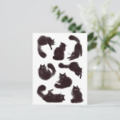 Aquarelle chats noirs briefkaart (Staand voorkant)